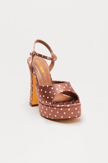 Larson Polka Dot Platform Heels - Brown/combo