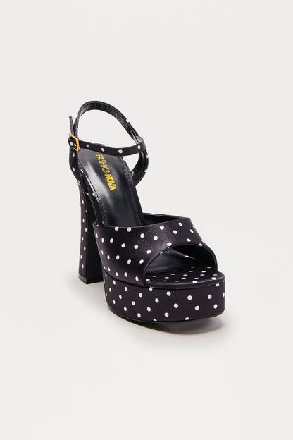 Larson Polka Dot Platform Heels - Black/White