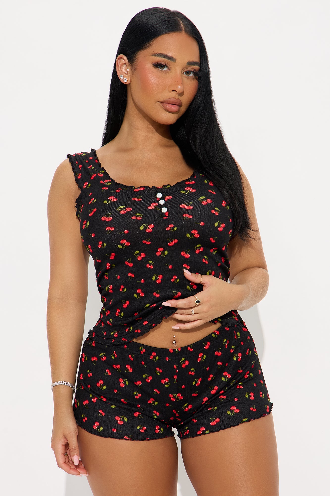 Your Sweetie Pointelle PJ Short Set - Black/Red