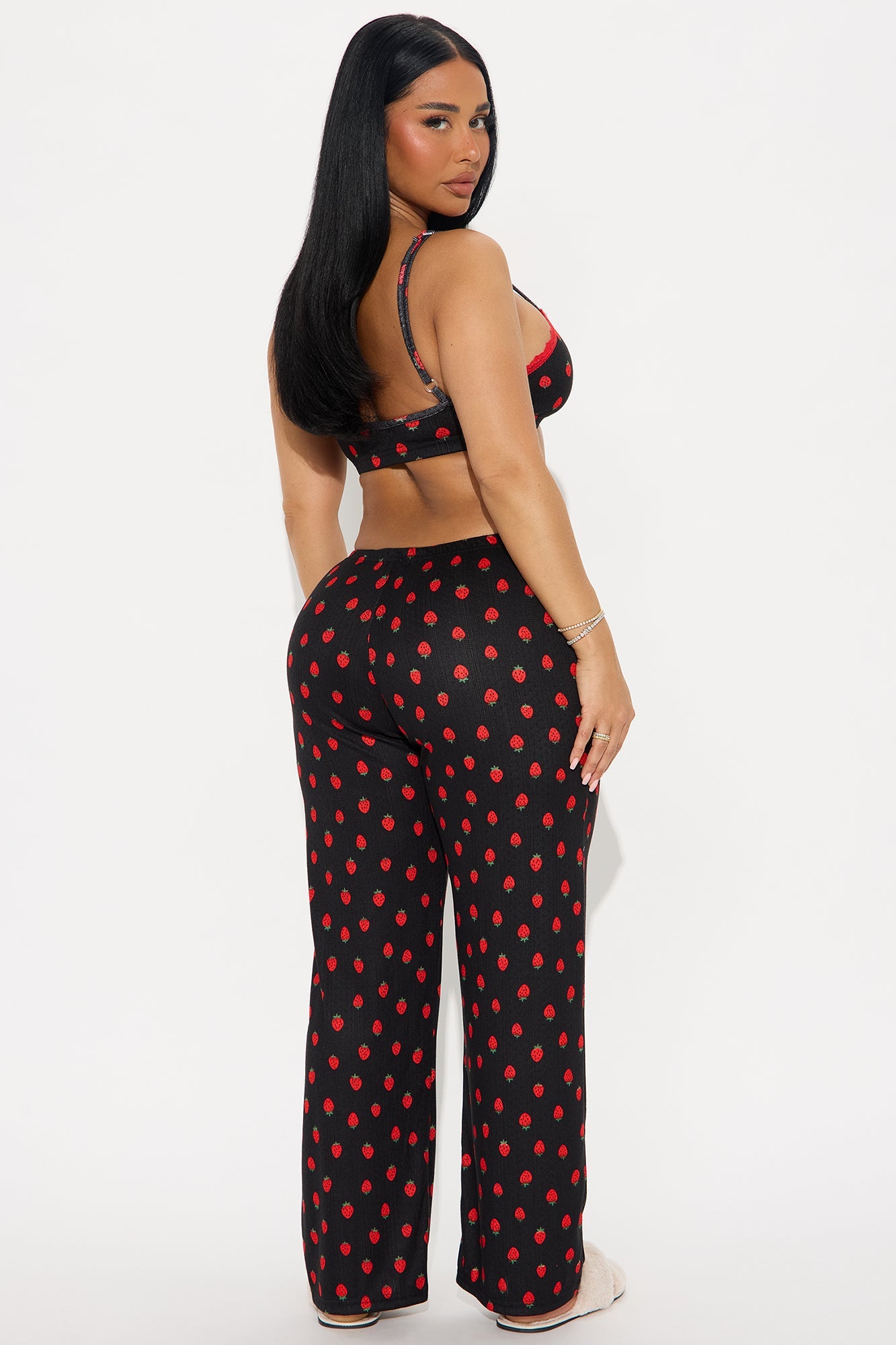 Strawberry Cutie Pointelle PJ Pant Set - Black/Red