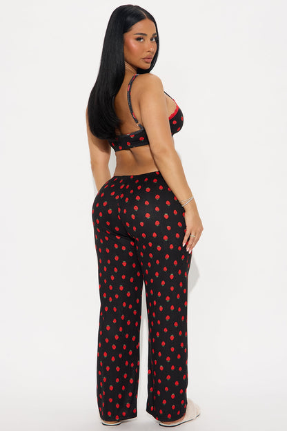 Strawberry Cutie Pointelle PJ Pant Set - Black/Red