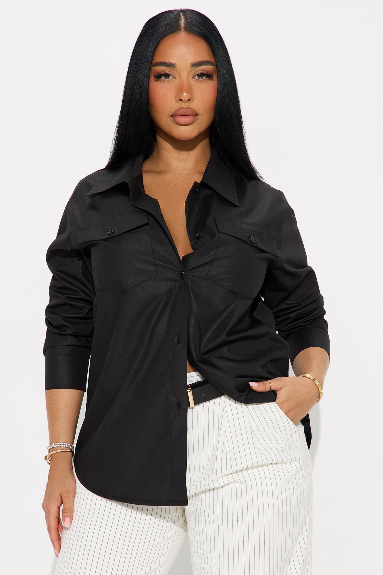 A Classic Poplin Shirt - Black