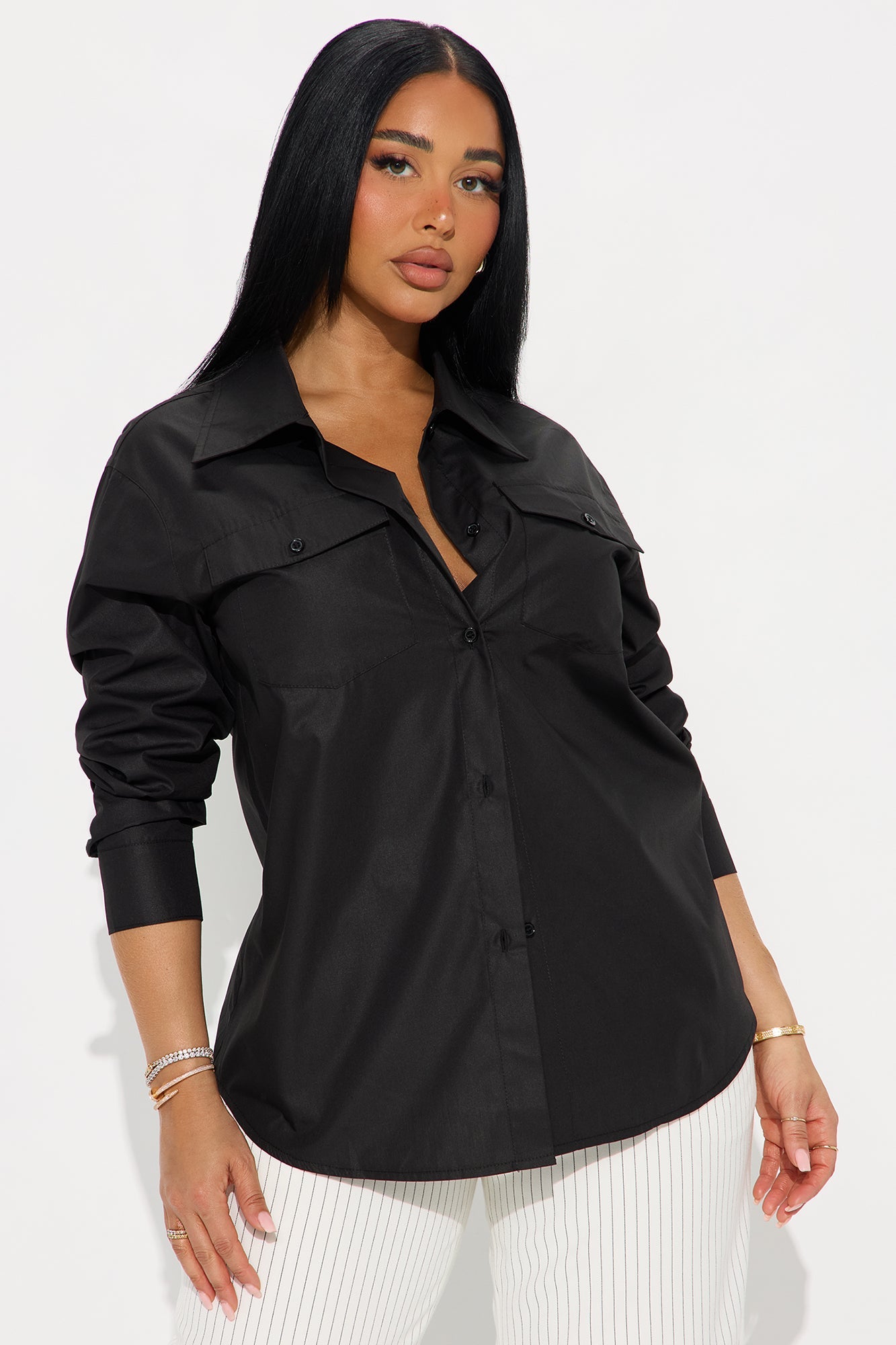A Classic Poplin Shirt - Black