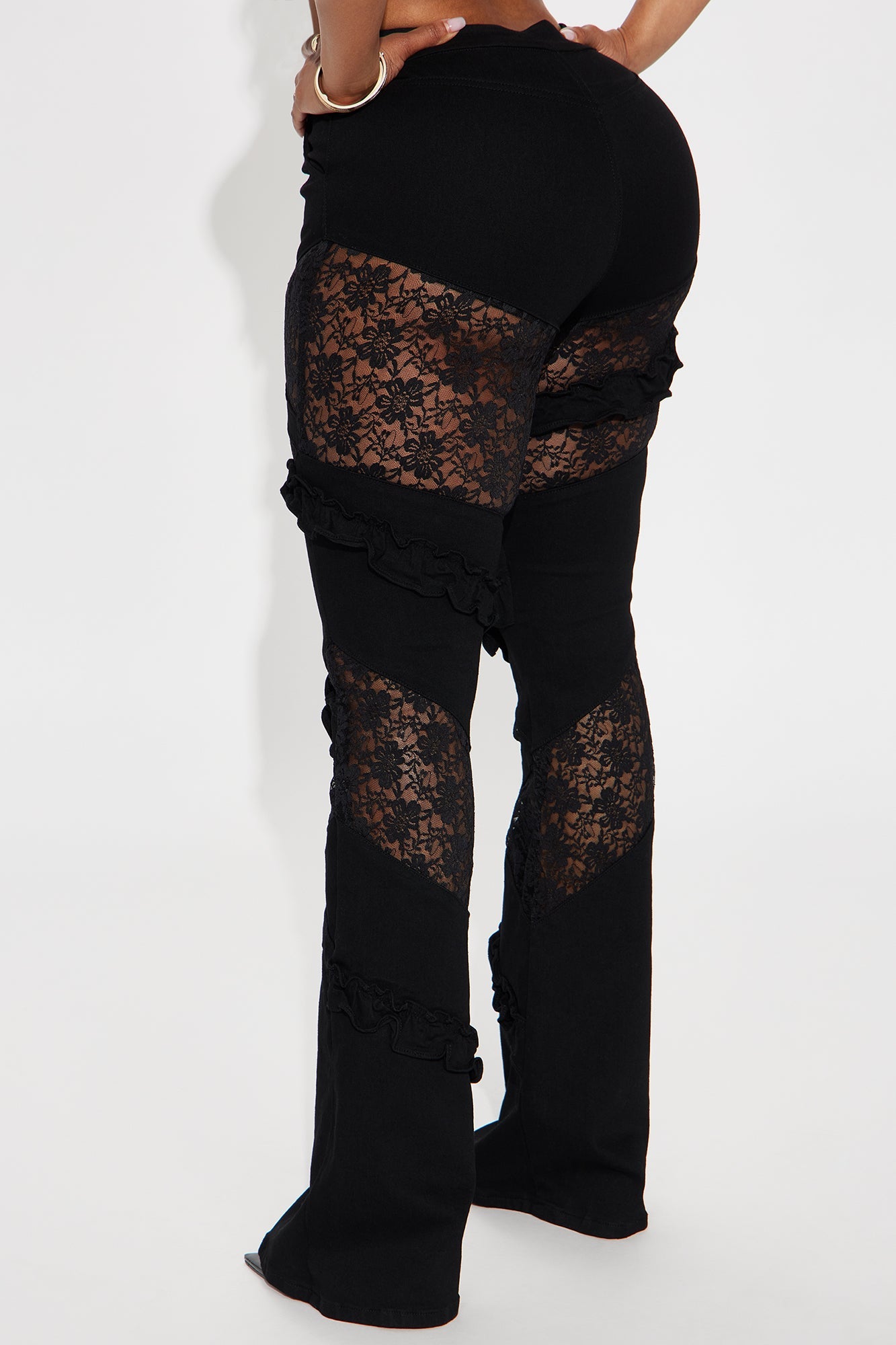Dreamcatcher Lace Stretch Flare Jeans - Black