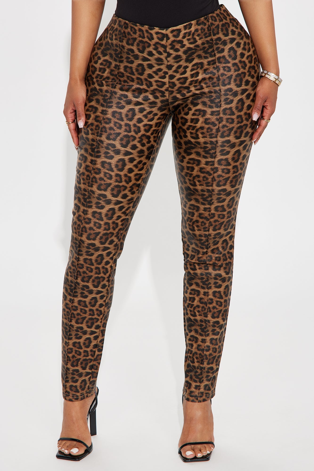 On The Hunt Leopard Faux Leather Cigarette Pant - Brown Combo