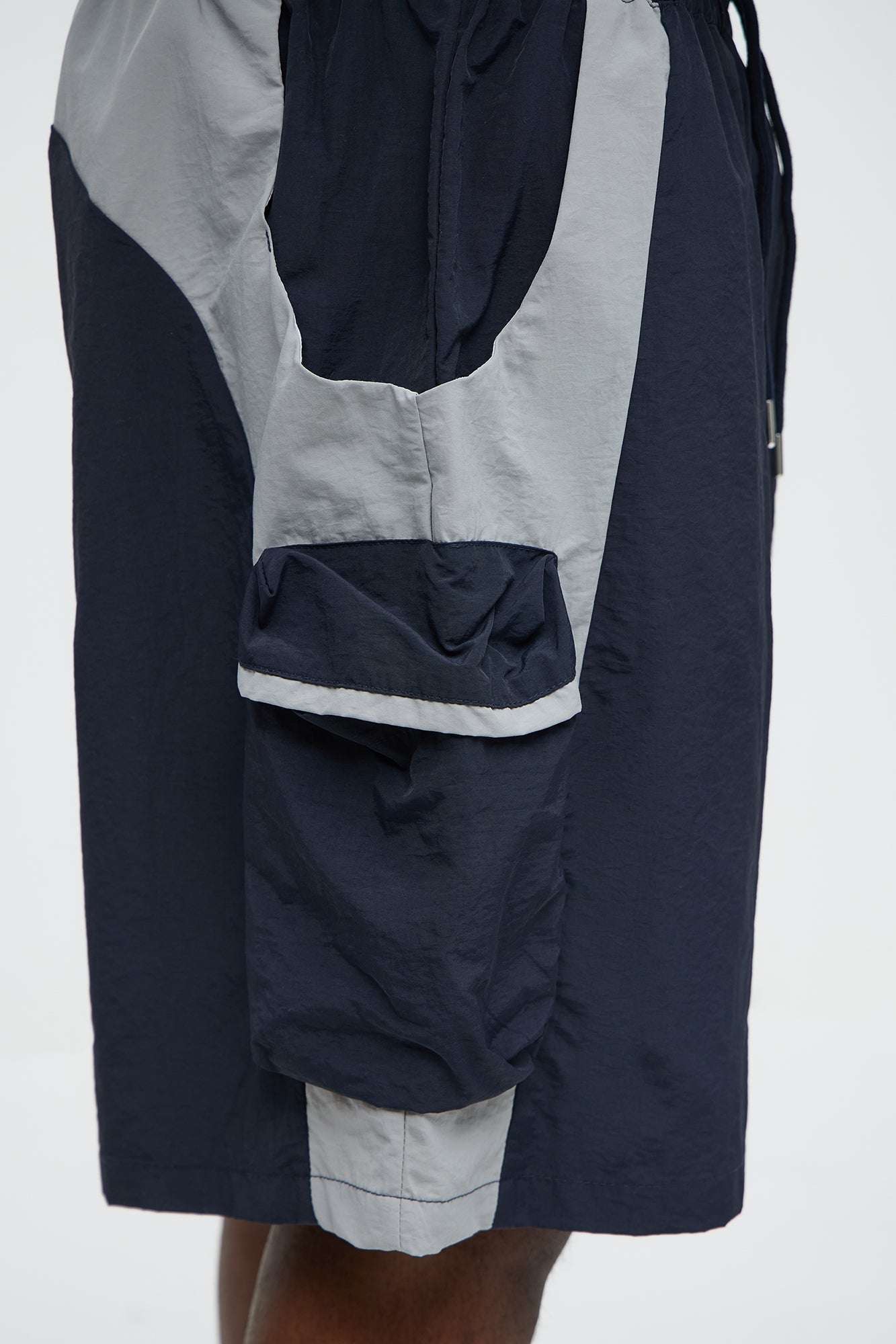 Side With Me Zipper Nylon Short - Blue/combo