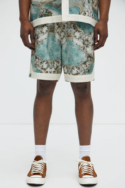 Fractured Reality Art Graphic Relaxed Shorts - Multi Color