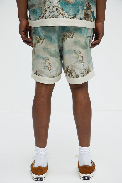 Fractured Reality Art Graphic Relaxed Shorts - Multi Color