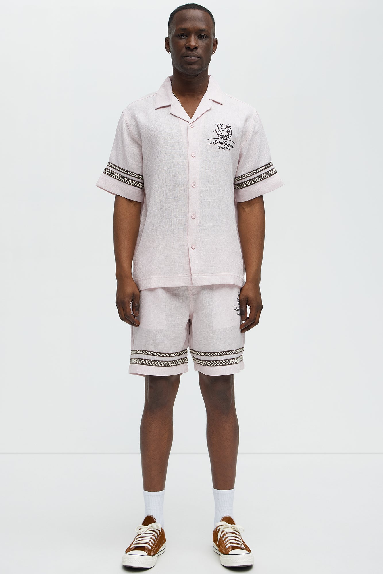 Saint Tropez Beach Club Linen Like Relaxed Short - Pink