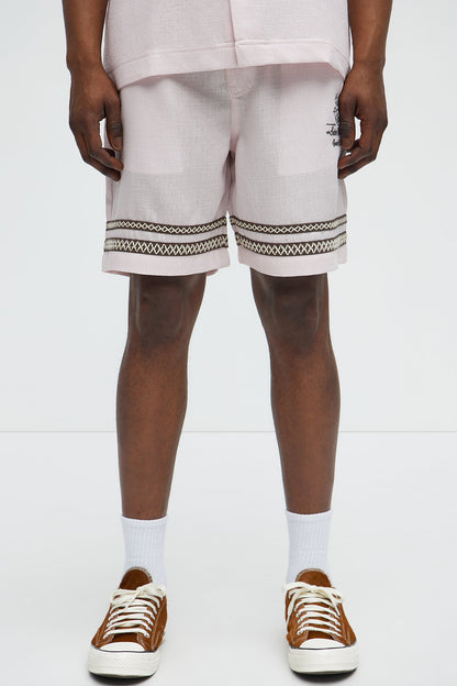 Saint Tropez Beach Club Linen Like Relaxed Short - Pink