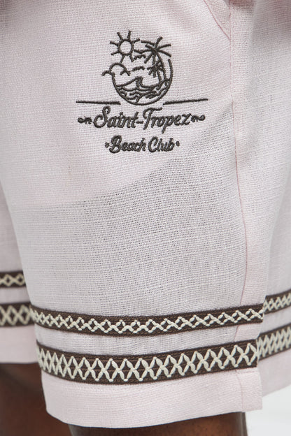 Saint Tropez Beach Club Linen Like Relaxed Short - Pink