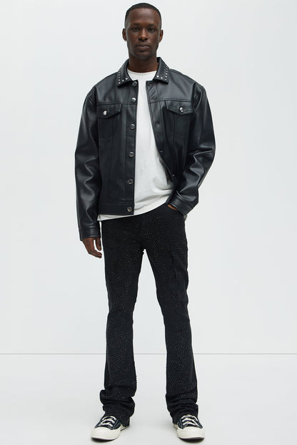 Stacked Skinny Flare On My Bling Distressed Jeans - Black