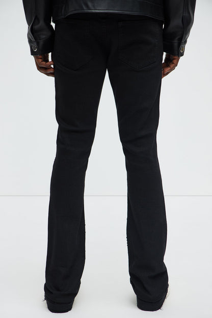 Stacked Skinny Flare On My Bling Distressed Jeans - Black