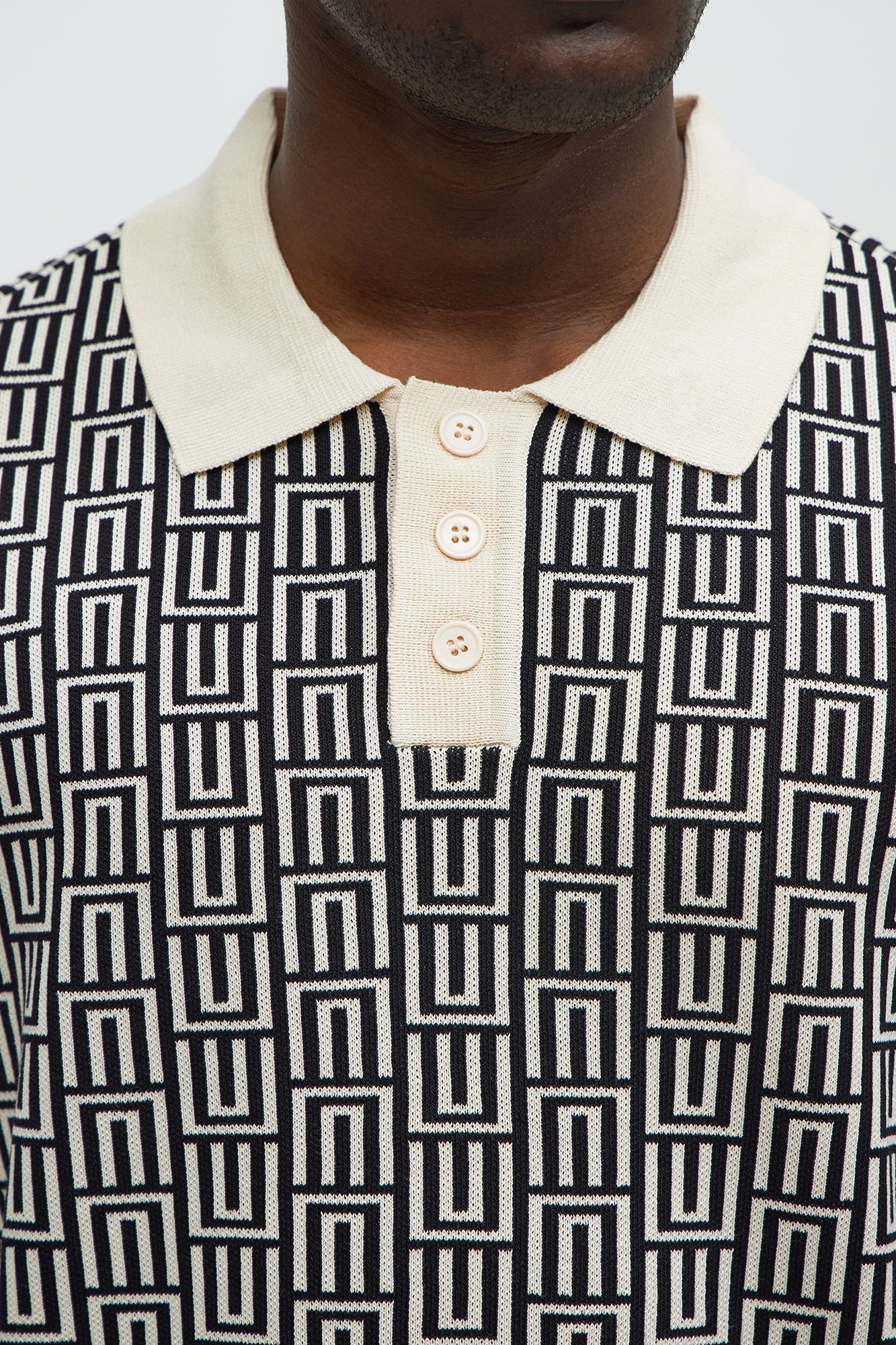 Cunard Jacquard Polo - Tan/Multi