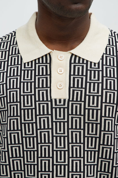 Cunard Jacquard Polo - Tan/Multi