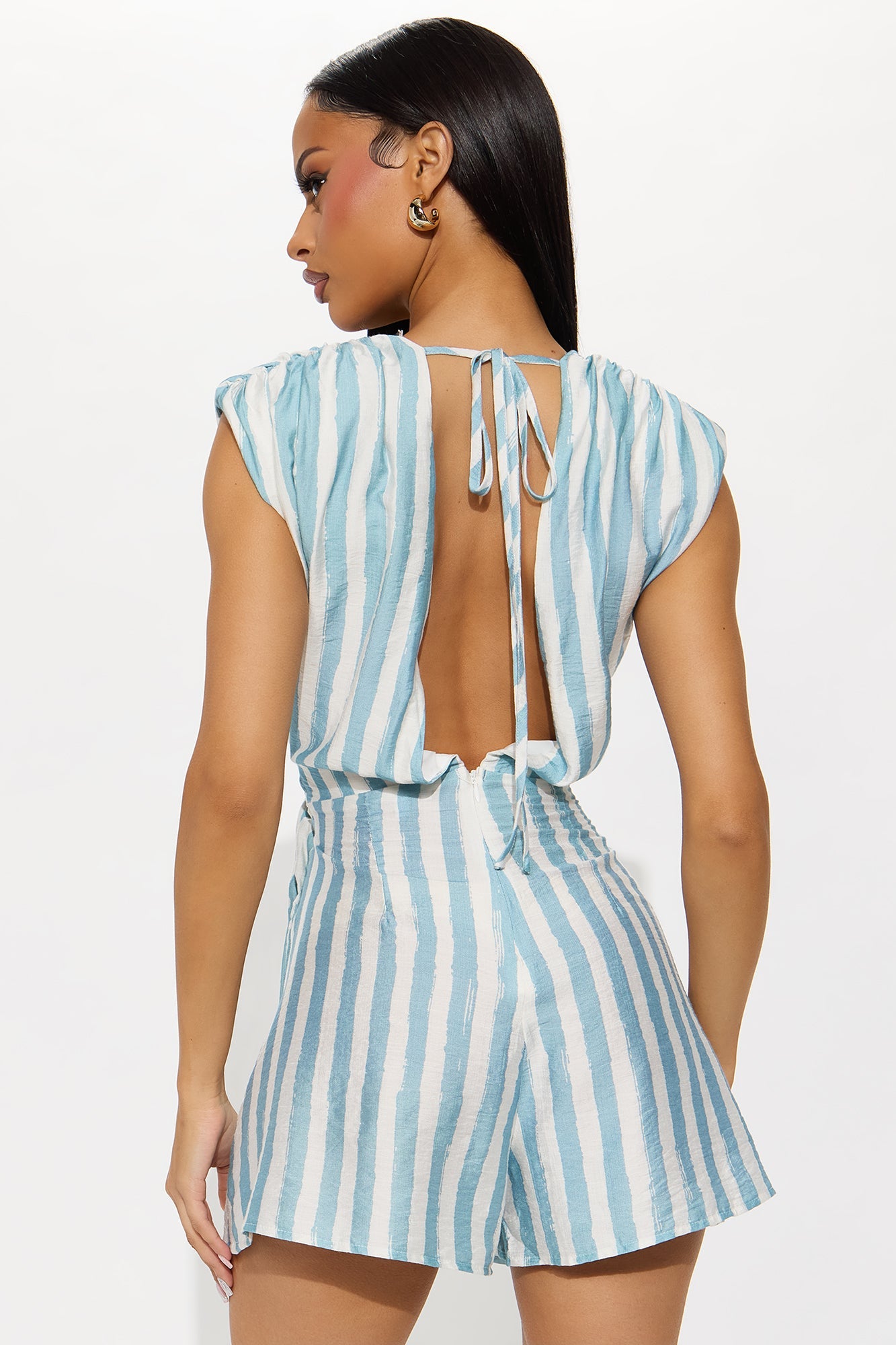 Trinity Striped Romper - Blue/combo