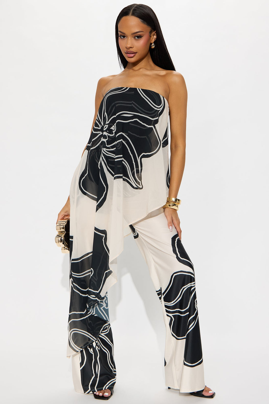 Mia Flowy Floral Jumpsuit - Ivory/combo
