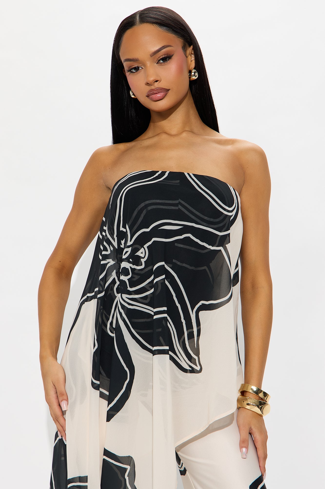 Mia Flowy Floral Jumpsuit - Ivory/combo