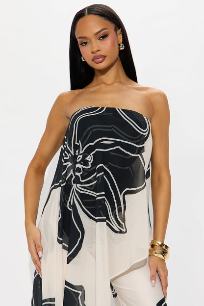 Mia Flowy Floral Jumpsuit - Ivory/combo