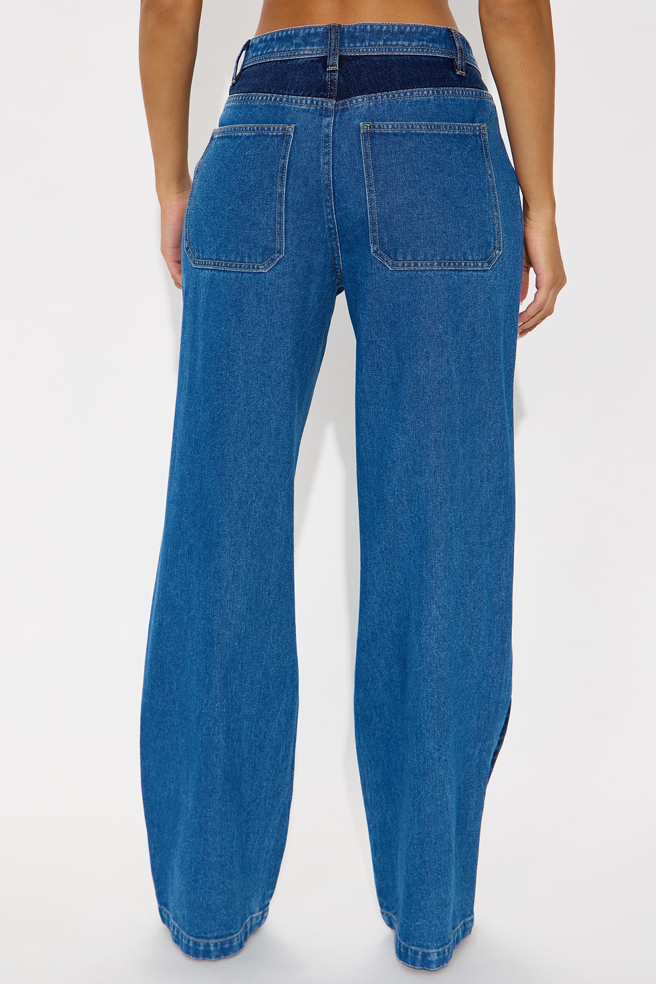 Payton Two Tone Utility Wide Leg Jeans - Dark Wash
