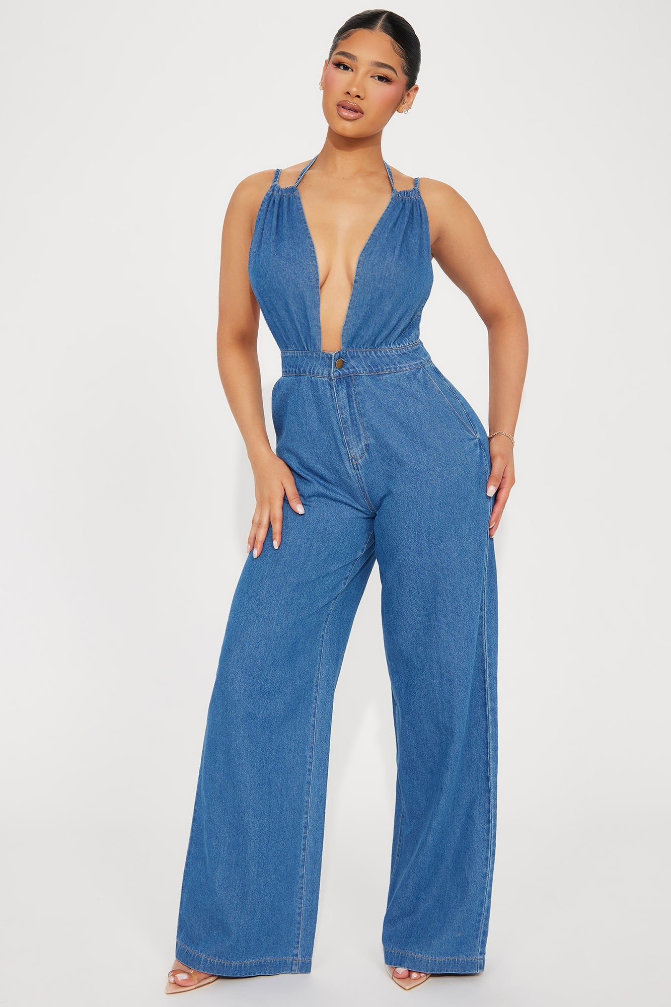 Always A Statement Denim Jumpsuit - Medium Wash