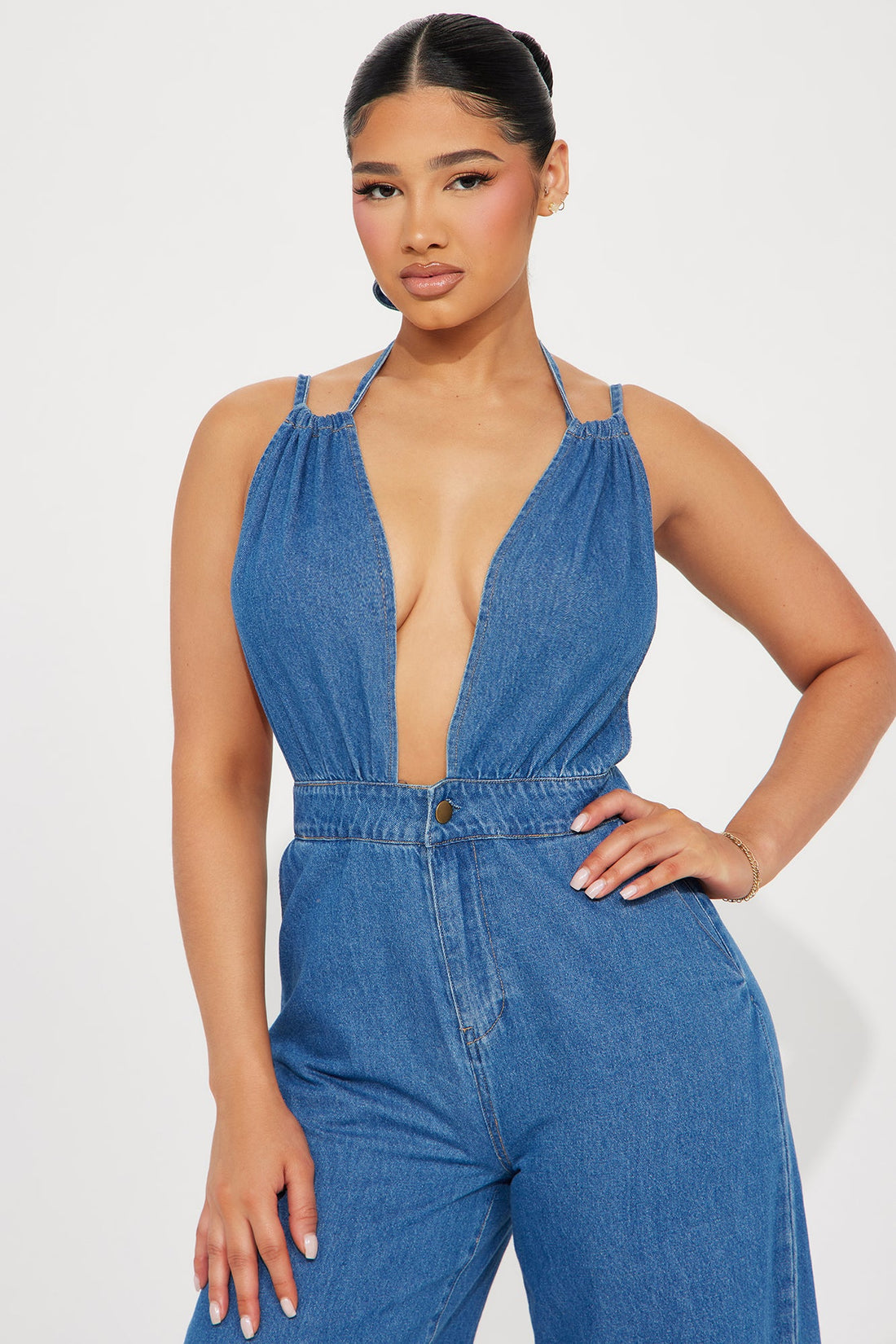 Always A Statement Denim Jumpsuit - Medium Wash