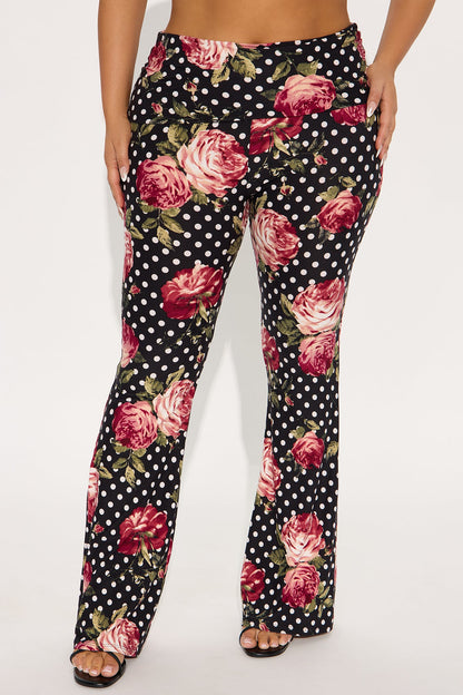 Kenley Polka Dot Flare Pant - Black/combo