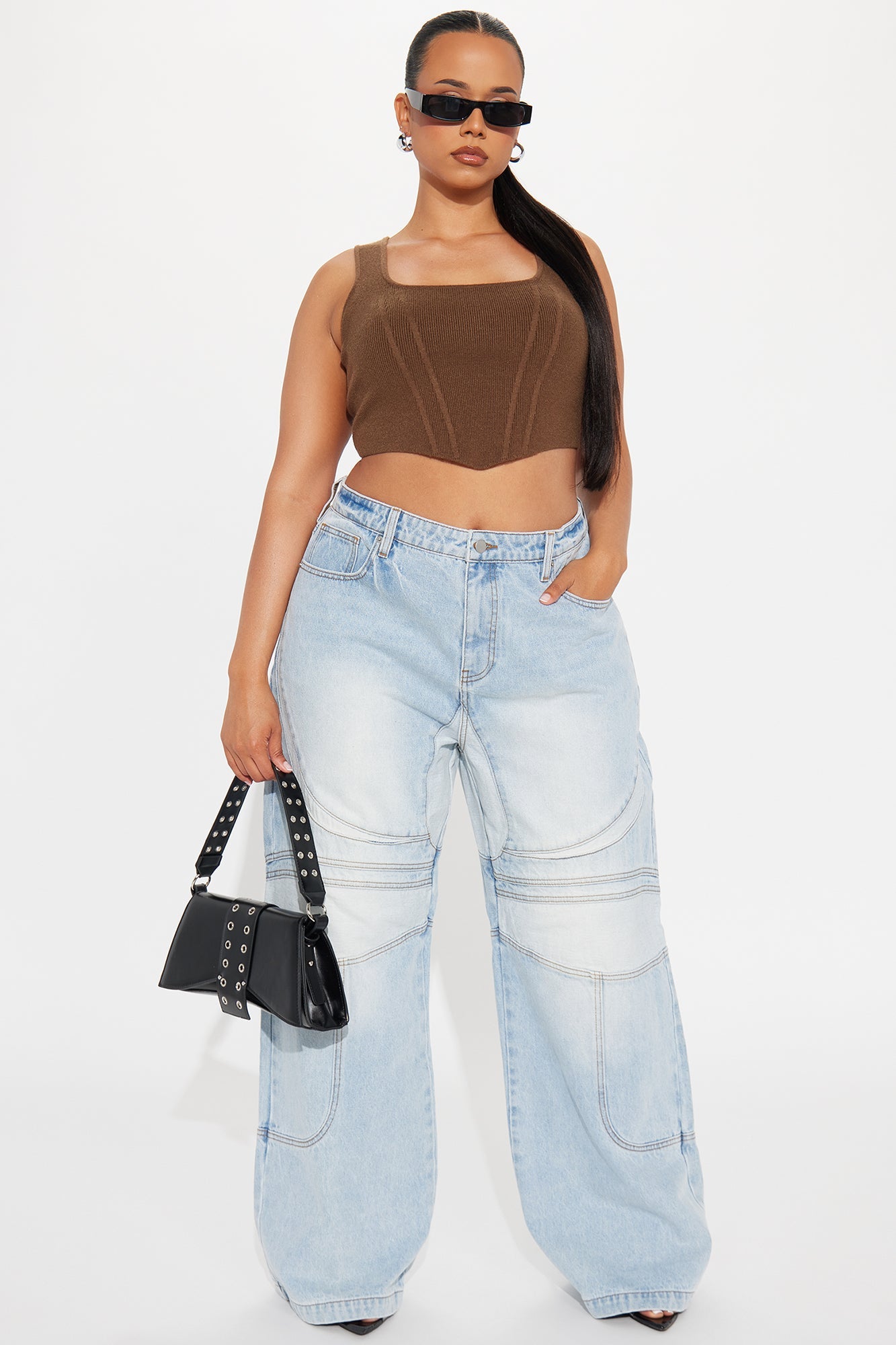 Worth My Time Seaming Wide Leg Jeans - Light Wash