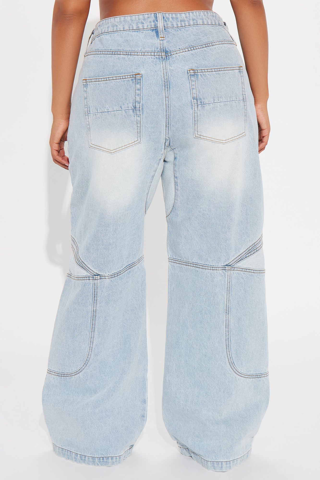 Worth My Time Seaming Wide Leg Jeans - Light Wash