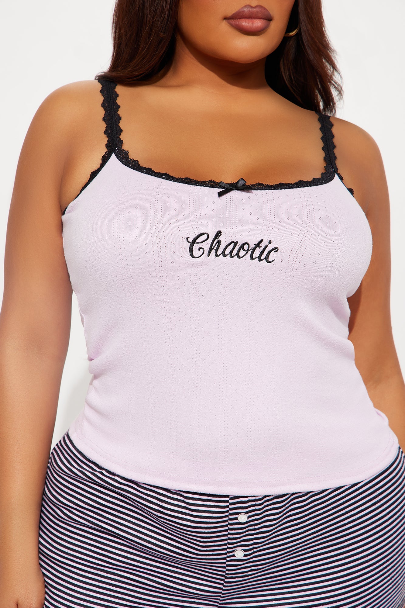 Feeling Chaotic Pointelle Cami PJ Boxer Short Set - Pink/combo