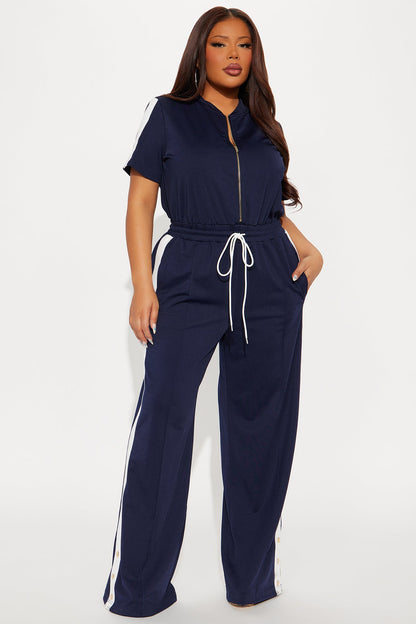 Lianna Short Sleeve Jumpsuit - Navy
