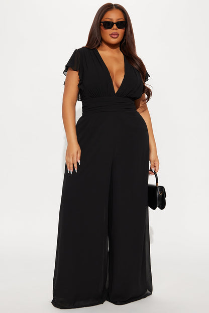 Salome Chiffon Jumpsuit - Black