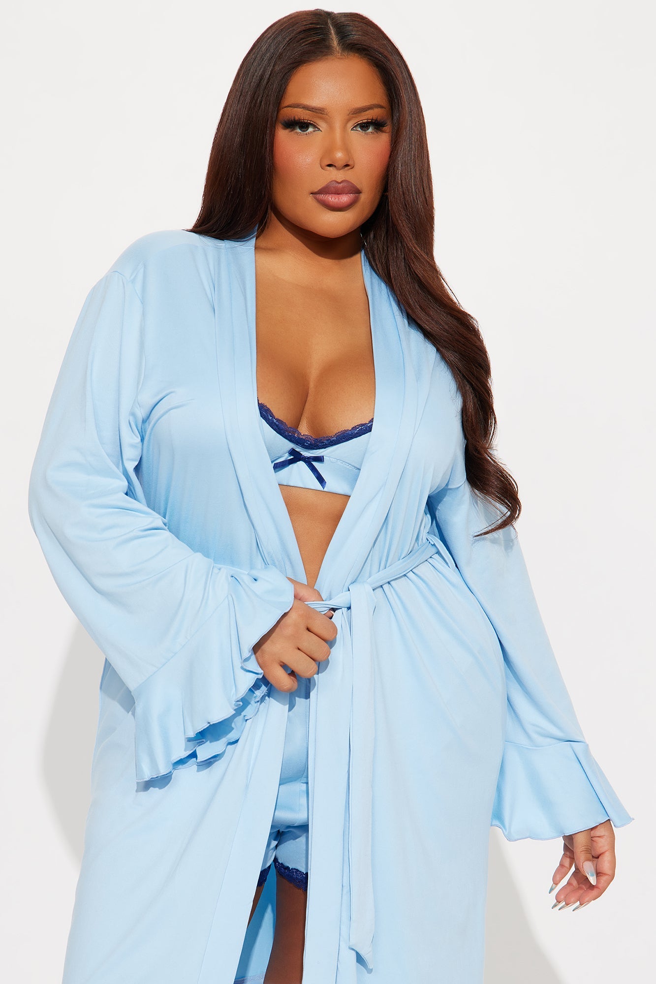 In Bed All Day PJ Robe Set - Light Blue