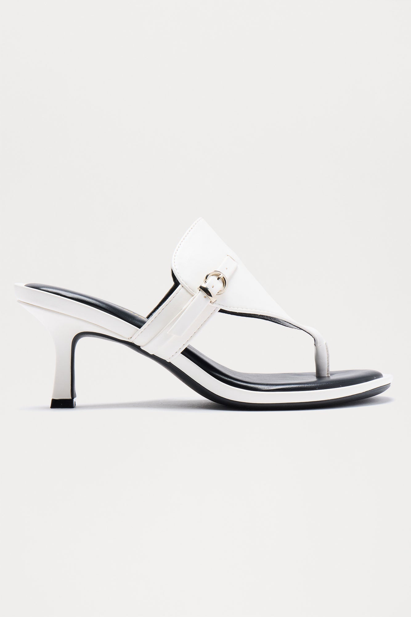 Capriana Buckle Thong Mules - White