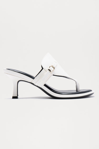 Capriana Buckle Thong Mules - White