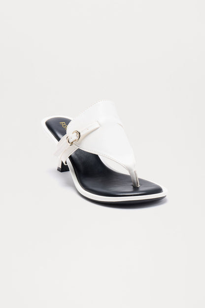 Capriana Buckle Thong Mules - White
