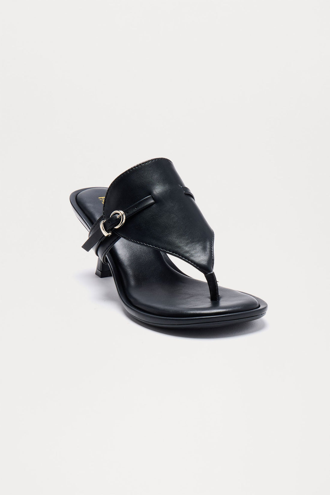 Capriana Buckle Thong Mules - Black