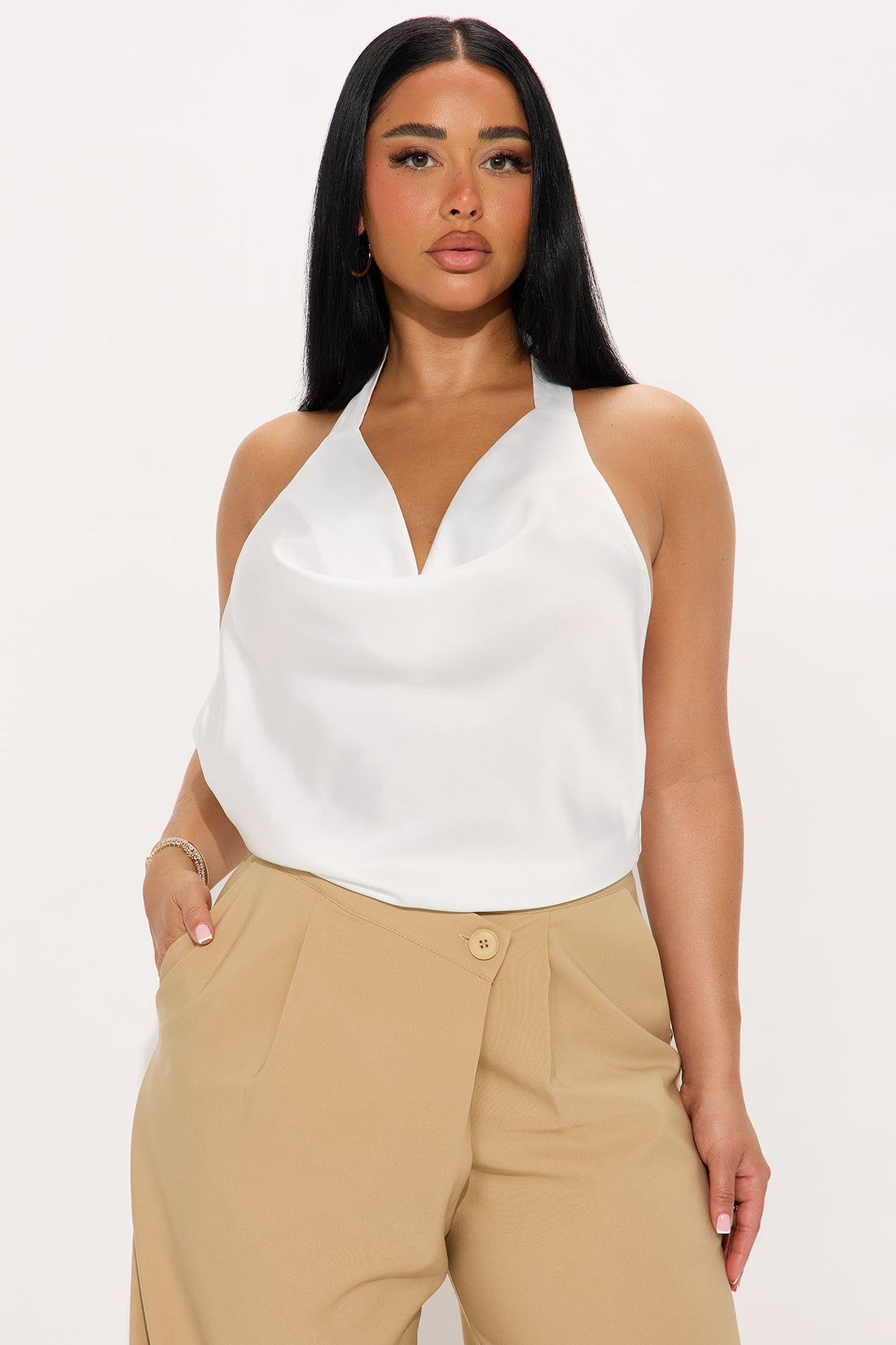 Eyes On The Prize Halter Jumpsuit - Taupe/combo