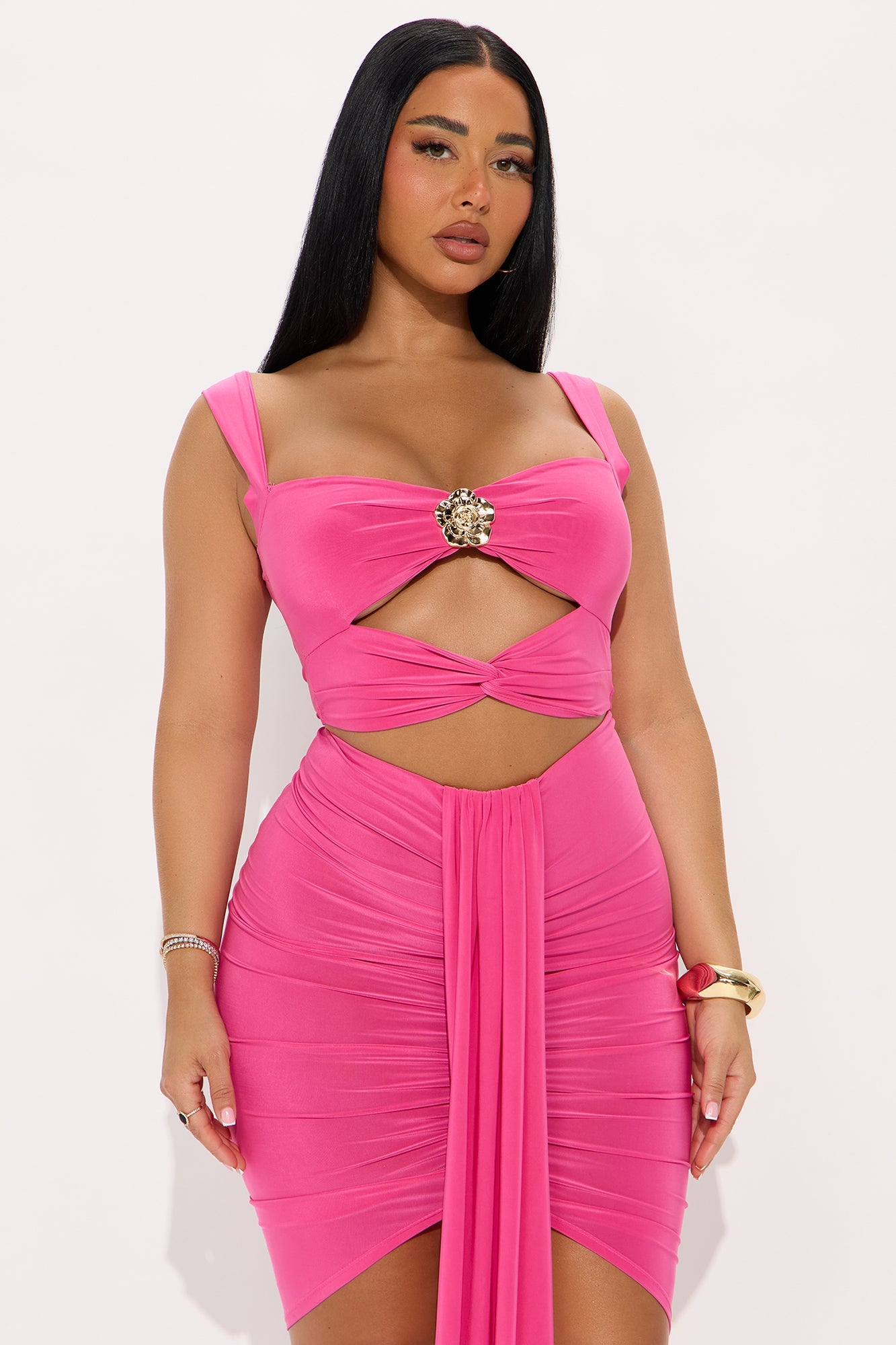 Unraveled Desire Skirt Set - Fuchsia