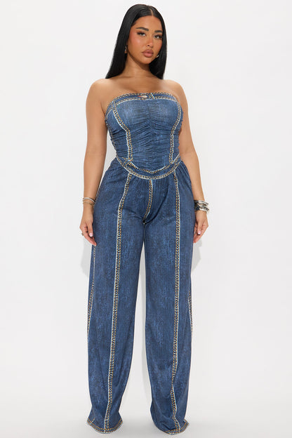Carmela Strapless Jumpsuit - Navy