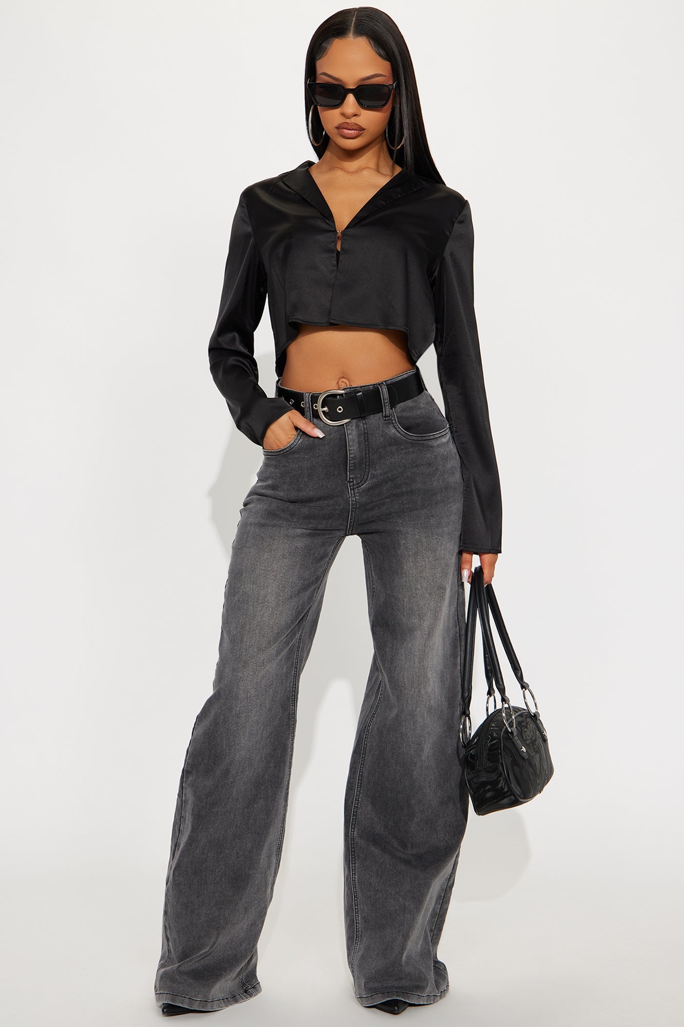 Forever Loving Satin Shirt - Black