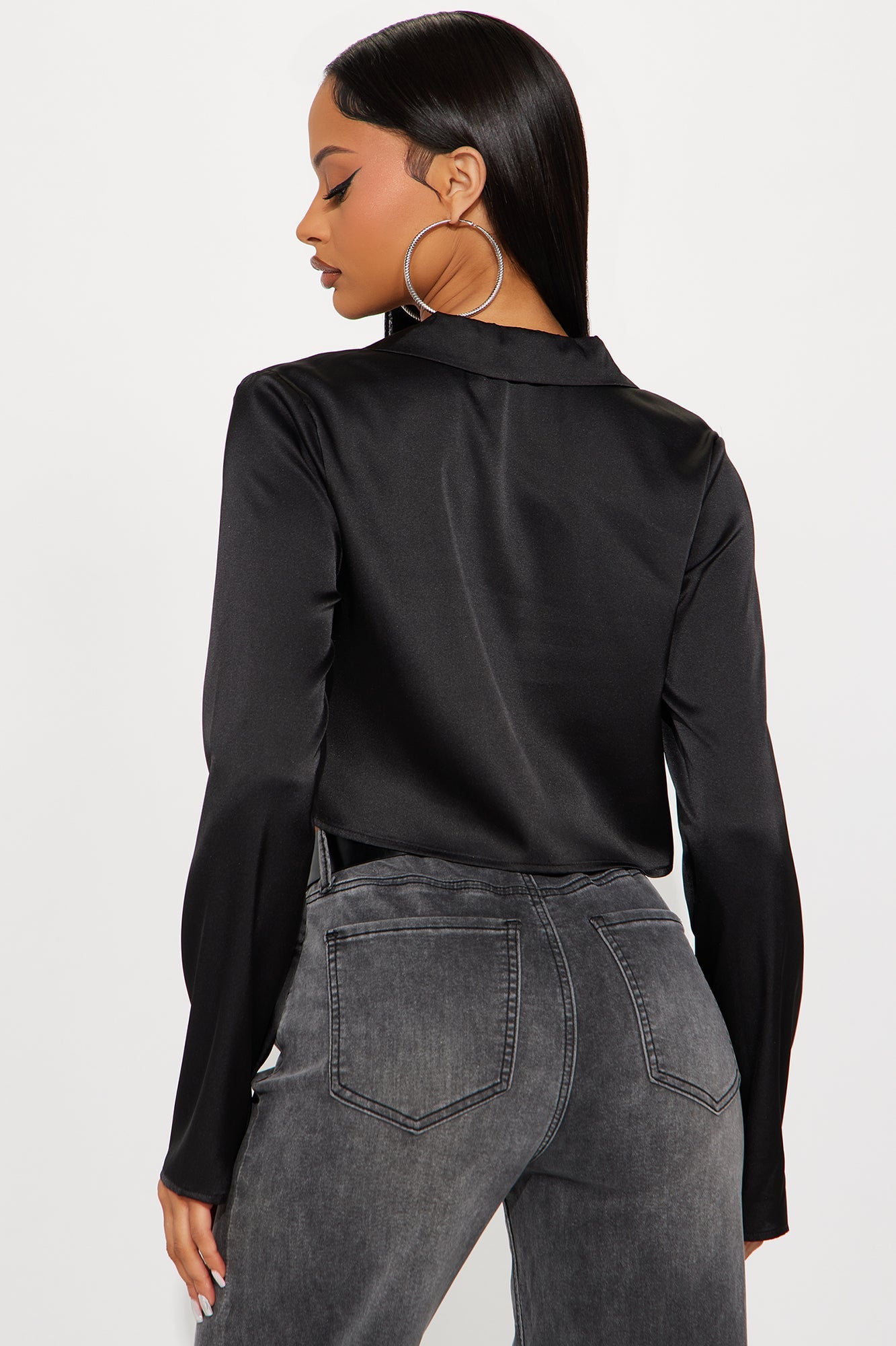 Forever Loving Satin Shirt - Black