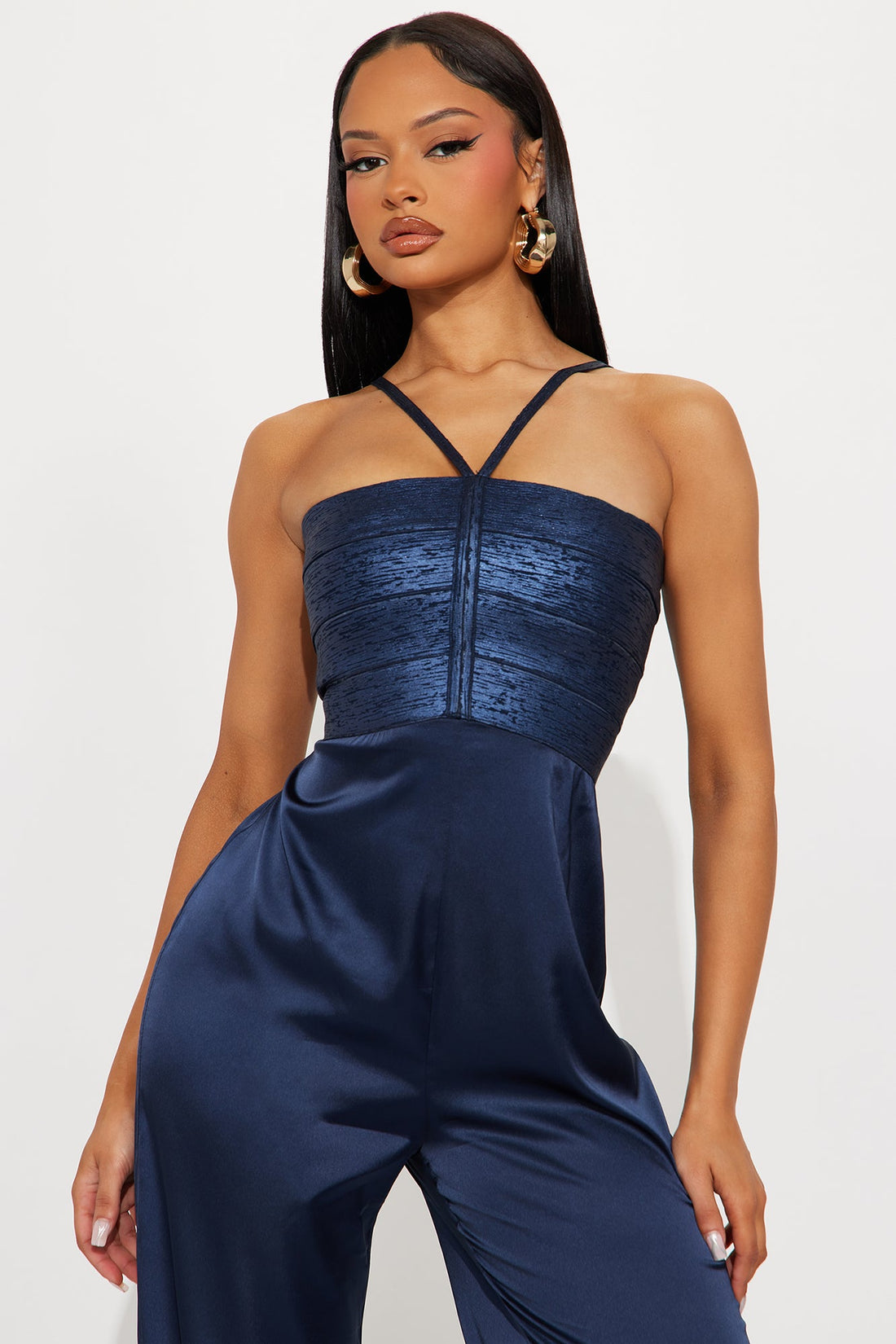 The Night Is Young Bandage Jumpsuit - Navy