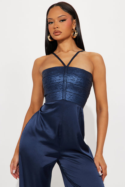 The Night Is Young Bandage Jumpsuit - Navy