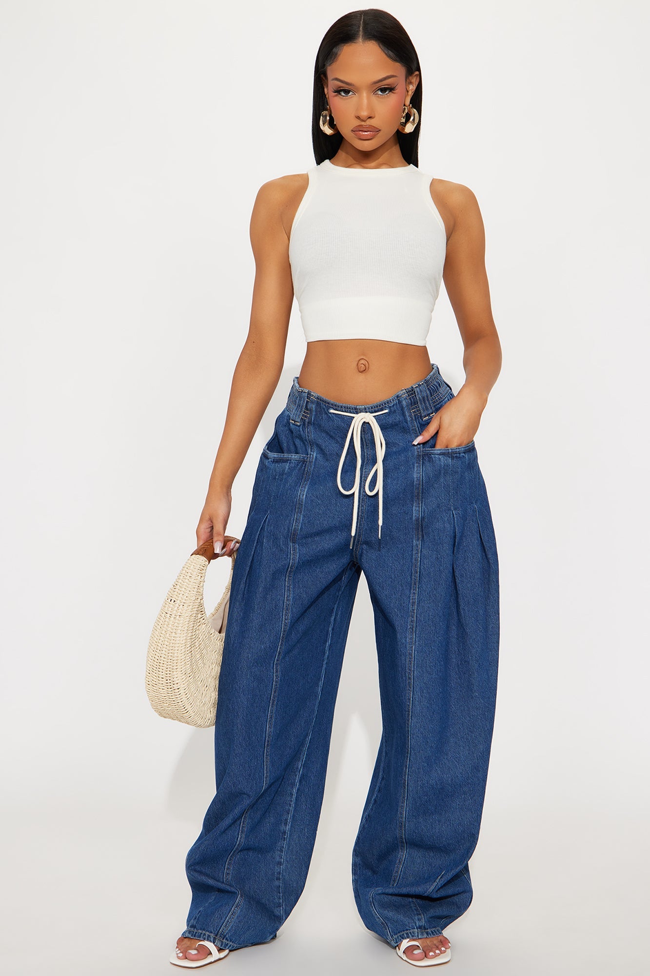 Monterey Loose Fit Flowy Denim Jeans - Dark Wash