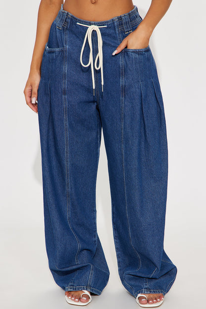 Monterey Loose Fit Flowy Denim Jeans - Dark Wash