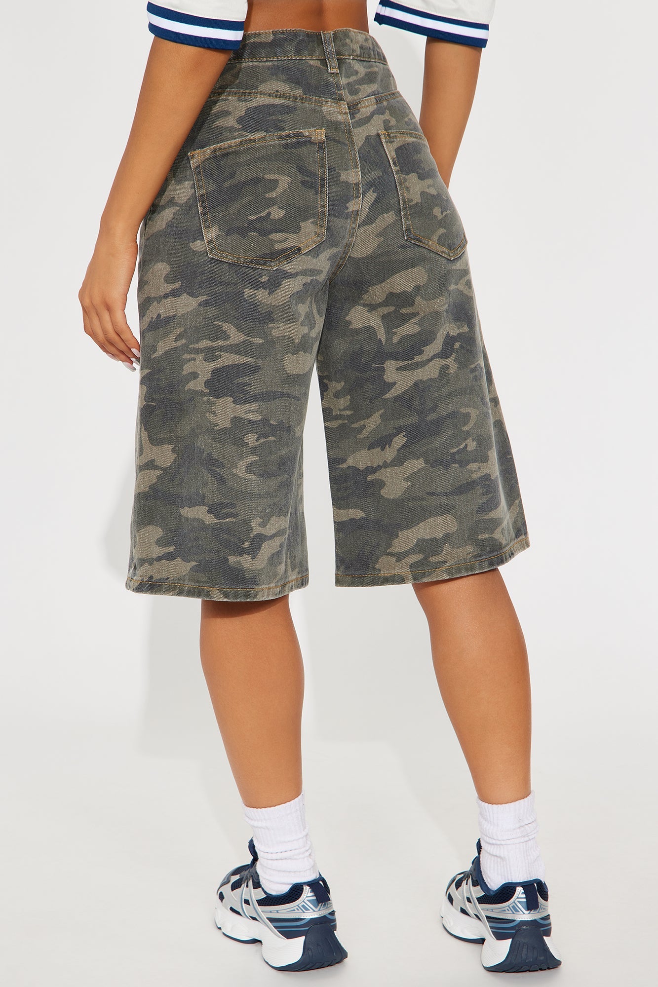 Such A Trooper Camo Denim Jorts - Olive
