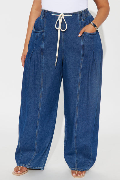 Monterey Loose Fit Flowy Denim Jeans - Dark Wash