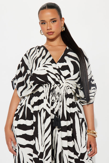 Secret Island Linen Jumpsuit - Black/combo