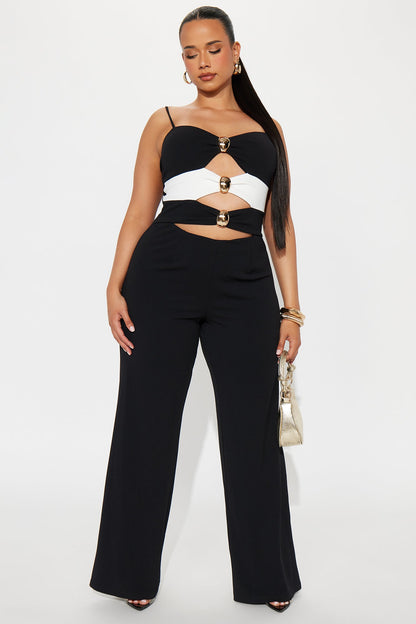 Stars Aligned Crepe Jumpsuit - Black/White